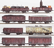 German DB eight piece custom weathered freight car set 